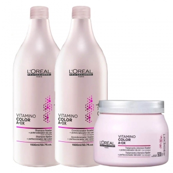 Kit L'Oréal Professionnel Vitamino Color A-Ox Shampoo 1,5L + Condicionador 1,5L + Máscara 500g